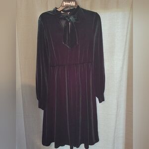 Elegant Velvet Dress with Bow Detail